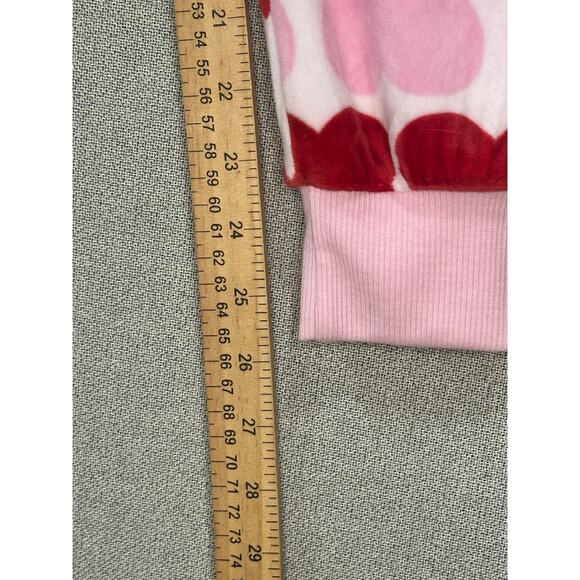 NWT Kate Spade Heart Print velour Pajama Set Small Pink Red Long Sleeve Joggers - Picture 14 of 15